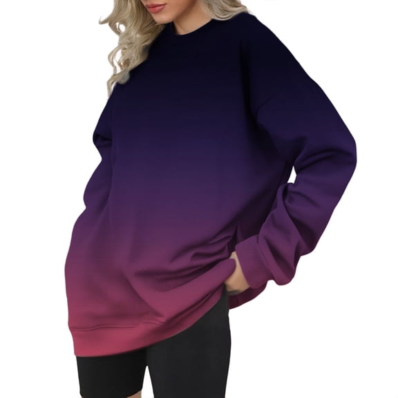 MESSUEN Pullover Sweatshirts for Women Long Sweatshirts for Women Winter Sweatshirts for Women Tops for Women Longsleeve Tops Sweatshirt Women Dark Purple XL