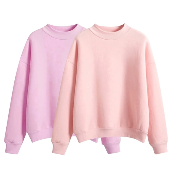 MESSUEN Pullover Sweatshirts for Women Thermal Long Sleeve Women Winter Sweatshirts for Women Womens Fall Shirts Womens Fall Tops Fall Sweatshirts Women Light Pink XL