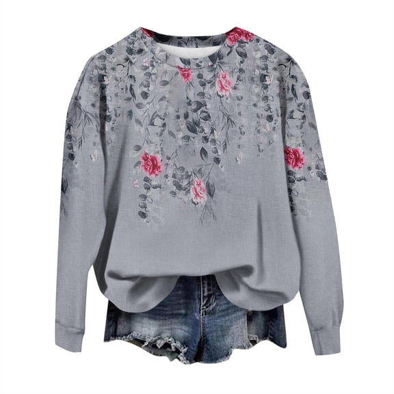 MESSUEN Pullover Sweatshirts for Women Winter Sweatshirts for Women Long Sweaters for Women Womens Top Long Sleeve Tops for Women Womens Blouses Casual Shirt for Women Gray S