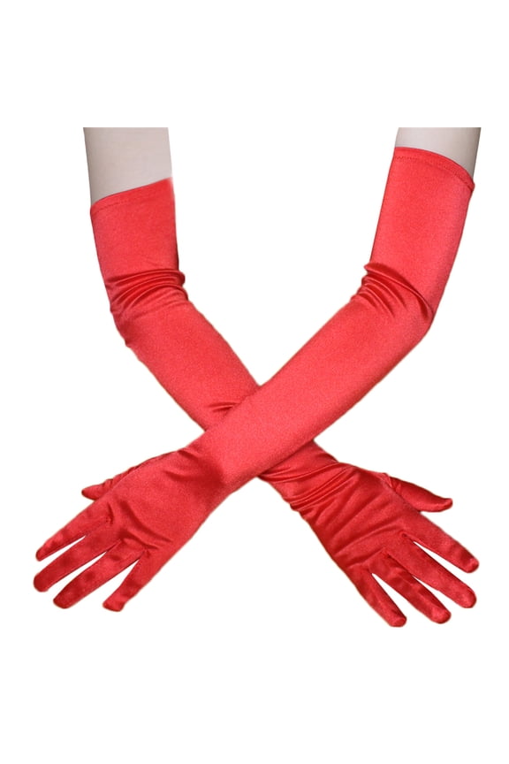Satin Gloves Opera Gloves Elbow Length Gloves Wedding Gloves Arm Warmers Sun Protection Gloves Women Warm Gloves Long Gloves Womens Winter Red One Size