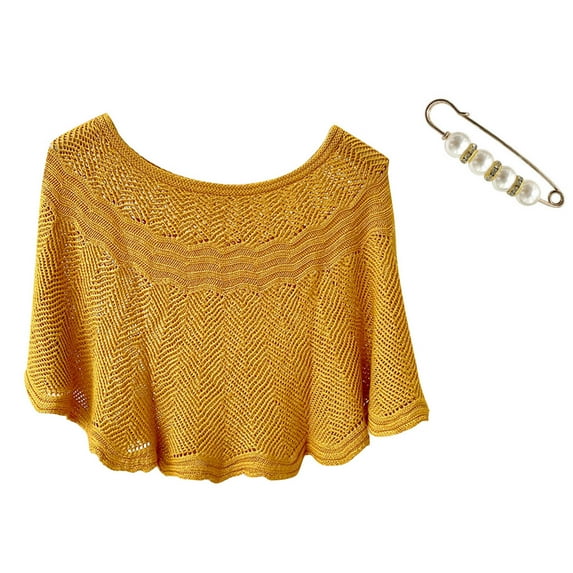 MESSUEN Shawl Wraps for Women Open Weave Sweaters for Women Crochet Shawl Poncho Sweater Women Shawls Womens Scarf Womens Poncho Sweater Yellow One Size