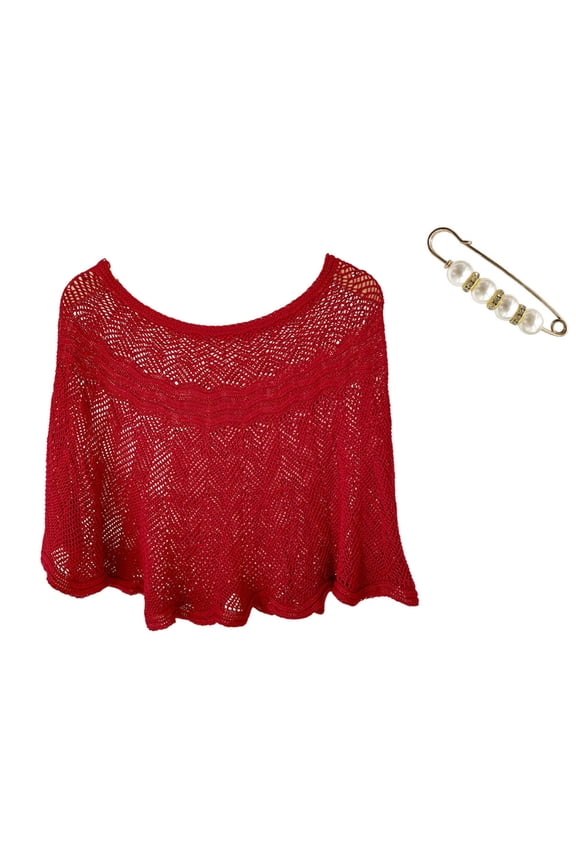 Shawl Wraps for Women Open Weave Sweaters for Women Crochet Shawl Women's Scarf Womens Scarves Woman Scarf Women's Poncho Red One Size