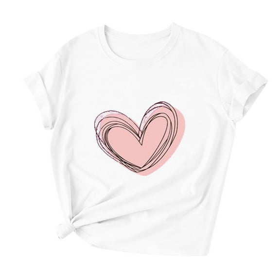 MESSUEN Short Sleeve Shirts for Women Valentines Day Gifts Love Heart Printed Tshirt Thermal Tops for Women Woman Tops Top Long Sleeve Casual Shirts for Women Sky Blue L