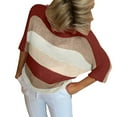 thumbnail image 1 of MESSUEN Off the Shoulder Sweater Striped Sweater Short Sleeve Sweater for Women Basics Tops Basics Womens Tops Basic Crop Top Womens Tops Dressy Wine M, 1 of 6
