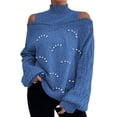 thumbnail image 1 of MESSUEN Off the Shoulder Sweater Turtleneck Sweater Women Fall Sweaters for Women’s Tops Women's Sweater Womens Fall Tops Cute Sweaters for Women Blue 2XL, 1 of 4