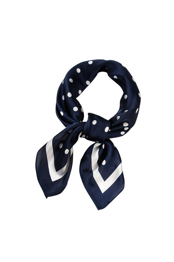 Silk Scarf for Women Polka Dot Scarf Satin Wrap Scarf Women Silk Scarf Silk Scarves Silk Scarf Women Silk Scarfs Navy 70X70cm