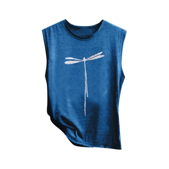 MESSUEN Sleeveless Tank Tops Loose Tank Top Crew Neck Raglan Women Tops O-neck Daisy Print Tank T-shirts Graphic Blouse Womens Shirts Summer Blouses for Women Dressy Casual Blue XL