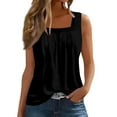 thumbnail image 1 of MESSUEN Sleeveless Tank Tops Loose Tank Tops Square Neckline Raglan Square Collar Tank Vintage Print Graphic Tee Ruched Flowy Shirt Womens Tops Dressy Casual Women Basic Tops Black L, 1 of 5