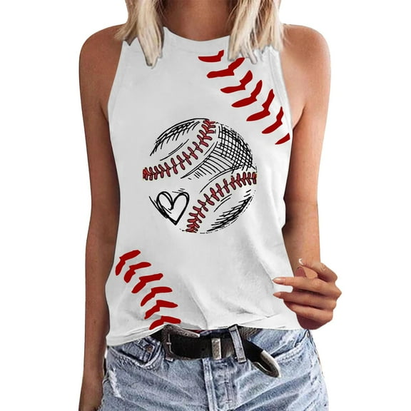 MESSUEN Sleeveless Tank Tops for Women Loose Fitting Tank Tops for Women Crew Neck Raglan Baseball Tank Tee Cute T Shirts Vest Ladies Summer Tops Women's Fashion White S