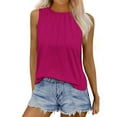 thumbnail image 1 of MESSUEN Sleeveless Tops Loose Fit Tank Tops for Women Crew Neck Raglan Summer Tank Top Casual Pleated Crewneck Sleeveless Loose Shirts Casual Summer Outfits for Women's Tops Hot Pink M, 1 of 8