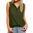 thumbnail image 1 of MESSUEN Sleeveless Tops Loose Tank Tops V-neck Raglan Sleeveless Button Down Shirts Casual Work Blouses Solid Loose V Neck Tank Tops Women's Casual Tops Womens Blouses Summer Army Green L, 1 of 8