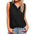 thumbnail image 1 of MESSUEN Sleeveless Tops Loose Tank Tops V-neck Raglan Women's Sleeveless Button Down Shirts Casual Work Blouses Solid Loose V Neck Tank Tops Basic Tops for Woman Women's Tops Black L, 1 of 8