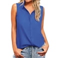 thumbnail image 1 of MESSUEN Sleeveless Tops Loose Tank Tops V-neck Raglan Women's Sleeveless Button Down Shirts Casual Work Blouses Solid Loose V Neck Tank Tops Womens Shirts Summer Blouses for Women Blue 2XL, 1 of 8