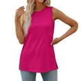 thumbnail image 1 of MESSUEN Sleeveless Tops Tank Tops for Women Loose Fit Crew Neck Raglan Tank Tops Crewneck Loose Fit Basic Casual Side Split Shirts Womens Basic Tank Top Womens Basic Tee Shirts Hot Pink L, 1 of 9