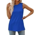 thumbnail image 1 of MESSUEN Sleeveless Tops Tank Tops for Women Loose Fit Crew Neck Raglan Tank Tops Crewneck Loose Fit Basic Casual Side Split Sleeveless Shirts Ladies Tops and Blouses Women Shirts Blue M, 1 of 8