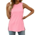 thumbnail image 1 of MESSUEN Sleeveless Tops Tank Tops for Women Loose Fit Crew Neck Raglan Tank Tops Crewneck Loose Fit Basic Casual Side Split Sleeveless Shirts Summer Tank Tops Top for Women Summer Pink S, 1 of 8