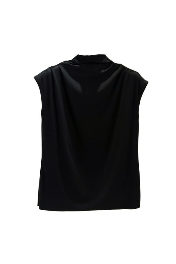 Sleeveless Tops for Women High Neck Sleeveless Tops for Women High Neck Raglan Turtleneck Cotton Loose Tunic Tee Shirt Tank Casual Shirts for Women Basic Tops for Woman Black L