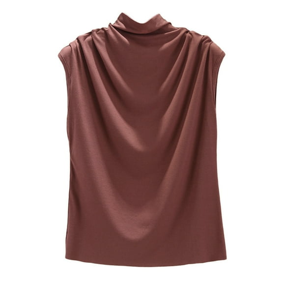 MESSUEN Sleeveless Tops for Women High Neck Sleeveless Tops for Women High Neck Raglan Turtleneck Cotton Loose Tunic Tee Shirt Tank Womens Blouses Casual Womens Basic Tee Shirts Red L
