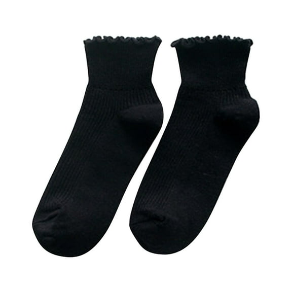 MESSUEN Socks with Ruffles for Women Mid Crew Socks Women Cotton Socks for Women's Athletic Socks Gym Socks Women Socks Men Running Socks for Women Black One Size