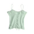 thumbnail image 1 of MESSUEN Spaghetti Strap Tank Top Going Out Tops Crew Neck Camisole Lace Jacket Blouse Solid Strap Vest Suspender Color Stitching Blouse Women's Summer Tops Dressy Shirts for Women Green One Size, 1 of 6