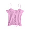 thumbnail image 1 of MESSUEN Spaghetti Strap Tank Top Going Out Tops Crew Neck Camisole Lace Jacket Blouse Solid Strap Vest Suspender Color Stitching Blouse Womens Summer Tops Casual Women's Tops Pink One Size, 1 of 9