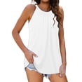 thumbnail image 1 of MESSUEN Spaghetti Strap Tank Top Halter Tops Crew Neck Camisole Women Summer Halter Tops Pleated Sleeveless Cami Shirts Tank Top Women Tops Summer Tops White M, 1 of 8