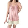 thumbnail image 1 of MESSUEN Spaghetti Strap Tank Top Silk Pajamas for Women Crew Neck Chemise Solid Round Neck Suspender Loose Vest Pajama Pullover Tank Basic Tops for Women Womens Basic Tee Shirts Pink M, 1 of 4