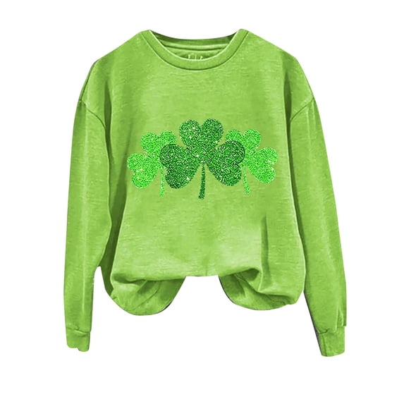 MESSUEN Spring Sweatshirts for Women Lightweight Vintage Loose Basic Tees for Women Printed Cute St Patricks Cute Business Casual Womens Sweatshirts No Hood Comfort Sweatshirt A6 Green S