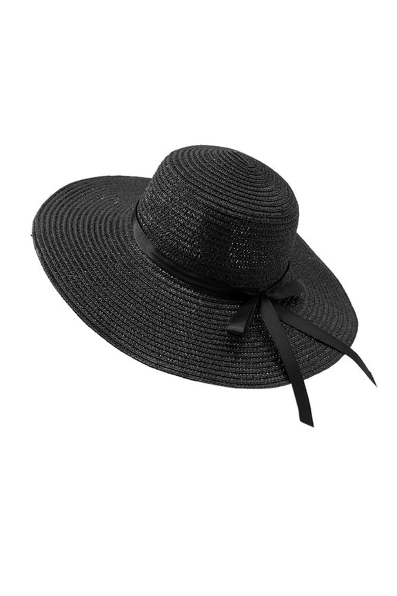 Sun Hat Straw Hat Beach Hats Spring and Summer Women Beach Personality Holiday Casual Woven Sun Hat Wide Brim Hats for Women Sun Hat Black One Size