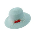 thumbnail image 1 of MESSUEN Sun Visor Hat Beach Hat Women Wide Brim Hats for Women Fisherman Hatstraw Woven Strawberry Decorationoutside Women Sunhat Women Hats Light Blue One Size, 1 of 2