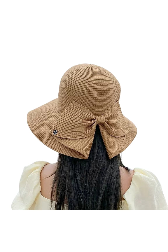Sun Visor Hat Beach Hats for Women Wide Brim Hats for Women Spring and Summer Outings Bowknot Big Beach Hat Fashion Sun Hat Sunshade Sun Hat Sun Hats for Women Hats Khaki One Size