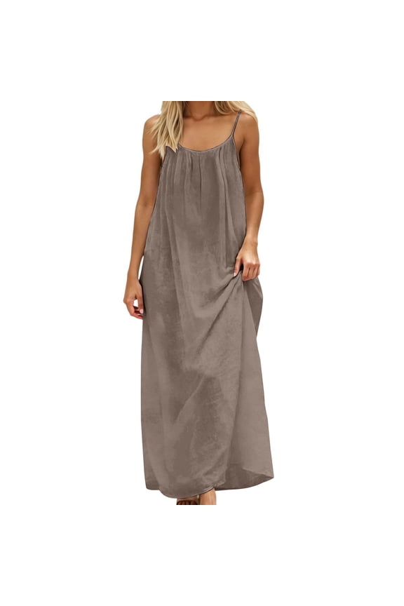 Sundresses for Women T-shirts Spaghetti Strap Night Gown Summer Dress 2026 Linen Shirt Long Dress Solid Summer Beach Dress Summer Dresses Sleeveless Sleep Dress A1 Mint Green S-2XL