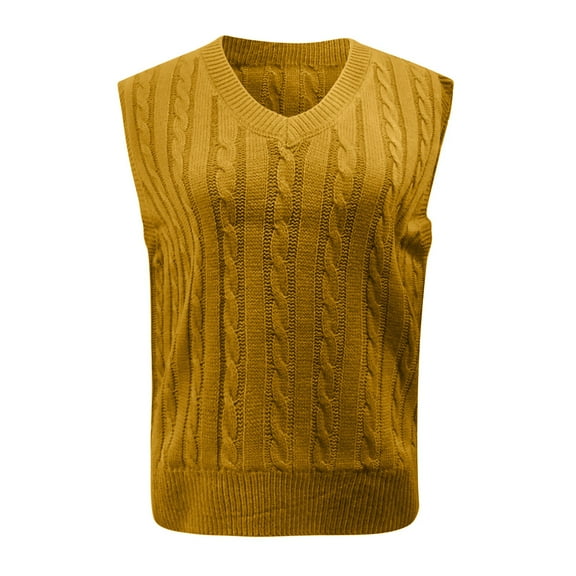MESSUEN Sweater Vest Knitted Sweater Cable Knit Sweater Women Dressy Tops Women Sweaters Basic Womens Tank Tops Casual Blouses for Women Yellow 3XL