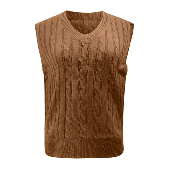 MESSUEN Sweater Vest Knitted Sweater Cable Knit Sweater Women Womens Long Puffer Vest Denim Vest Plus Size Puffer Vest for Women Basic Tops for Women Brown M