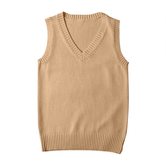 MESSUEN Sweater Vest Women Pull Over Sweaters Womens Cozy Sweaters for Women Warm Vest for Women's Tops Basic Tees for Women Womens Sweaters Khaki S