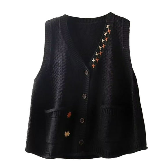 MESSUEN Sweater Vest Women Vintage Sweater Fall Sweaters for Women Sweater Tops for Women Tee Shirts Womens Plus Size Cardigan Womens Dress Shirts Black 2XL