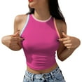 thumbnail image 1 of MESSUEN Tank Top for Women Crop Tops for Women Trendy Crew Neck Crop Tank Square Neck Ribbed Basic Cute Going Out Fitted Y2000 Clothes Basic Tops Women's Shirts Blouses Hot Pink S, 1 of 4