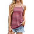 thumbnail image 1 of MESSUEN Tank Tops Striped Tank Top Women Crew Neck Camisole Striped Color Block Shirt Casual Loose Fit Pullover Tunic Blouse Womens Basic Tank Top Womens Summer Tops Red M, 1 of 9