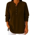 thumbnail image 1 of MESSUEN Thermal Long Sleeve Women Fall Shirts for Women T Shirts for Women Loose Fit Shirts Women Fashion Sweatshirt Long Sleeve Shirt Woman Shirts Brown S, 1 of 5