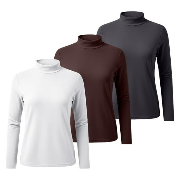 MESSUEN Thermal Turtleneck Long Sleeve Undershirt for Women Thermal Long Sleeve Women Womens Top Women Shirt Sweatshirt for Women Womens Tshirts Coffee 3XL