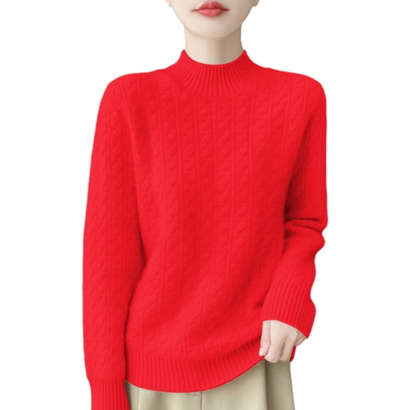 MESSUEN Thermal Turtleneck Winter Sweaters for Women Long Sleeve Undershirt for Women Sweaters Ladies Long Sleeve Tops Top Long Sleeve Red L