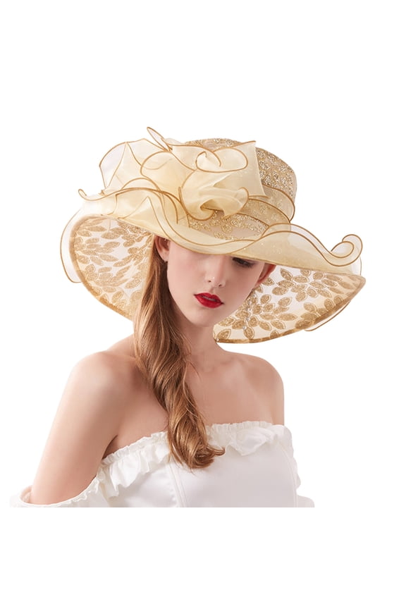 Top Hat Fascinators Hats for Women Church Hats for Women Womens Dress Hat Wide Flower Bridal Shower Hat Sun Hats Beach Hat Wide Brim Hats for Women Sun Hat for Women Khaki One Size