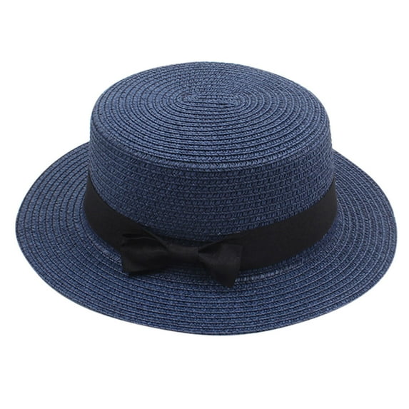 MESSUEN Top Hat Straw Hat Beach Hats for Women Solid Beach Sun Top Hat Summer Hat Ladies Women's Visor Sun Caps Women's Sun Hats Packable Sun Hats for Women Travel Navy One Size