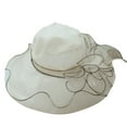 thumbnail image 1 of MESSUEN Top Hat Tea Party Hats for Women Church Hats for Women's Mesh Sun Hat Beach Sun Hat with Sun Wide Brim Hats for Women Womens Sun Hat White One Size, 1 of 4