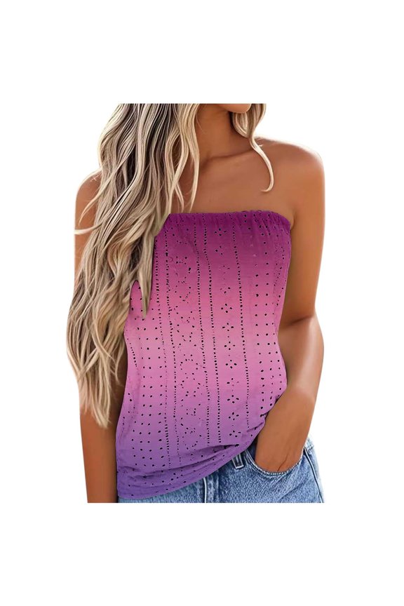 Tube Tops for Women Womens Tank Tops Loose Fit Basic Womens Tops Crop Backless Shoulderless Tank Elegant Strapless Hollow Vests Summer Shirts Womens Summer Tops Casual Red S