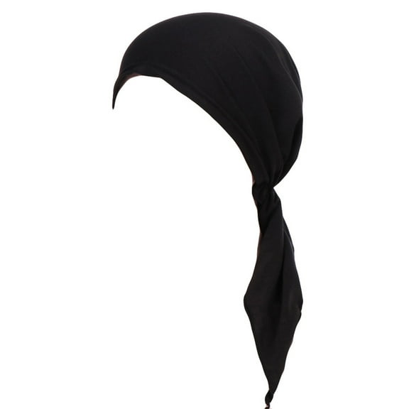 MESSUEN Turbans for Women Beanies Pre Tied Head Scarf for Women Turban Cap Wrap Hat Muslim Cap Hair Women Loss Stretch Head Caps Head Scarf for Women's Hair Beanie for Women Black One Size