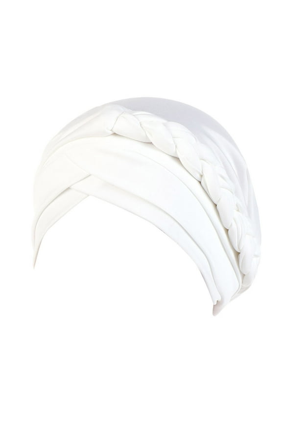 Turbans for Women Beanies Pretied Head Scarf for Women Solid Plait Hat Muslim Cancer Turban Wrap Cap Hair Bandanas for Women Beanie for Women White One Size