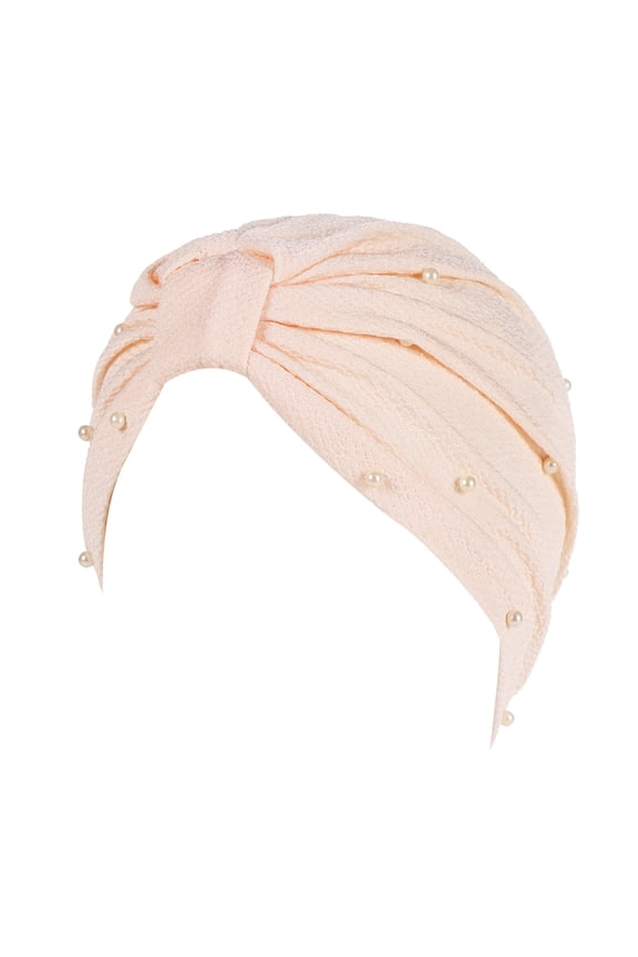 Turbans for Women Beanies Turban Headbands for Women Womens Fashion Elastic Solid Color Comfortable Cap Beaded Large Cap for Women Hair Bandanas for Women Beanie for Women Beige M