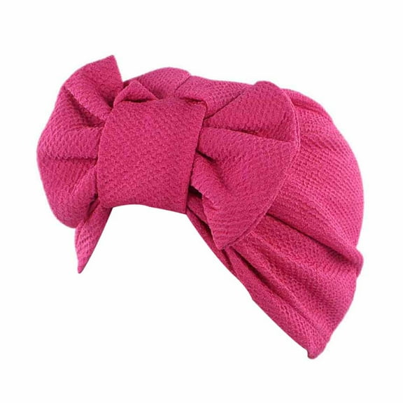 MESSUEN Turbans for Women Beanies Hair Turban Head Hat Bow Cap Women Wrap Caps Hair Bandanas for Women Beanie for Women Hot Pink One Size