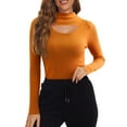 thumbnail image 1 of MESSUEN Turtleneck Sweater Women Ribbed Long Sleeve Tops for Women Open Weave Sweaters for Women T Shirts for Women Womens Tops Casual Womens Tank Tops Summer Orange One Size, 1 of 5